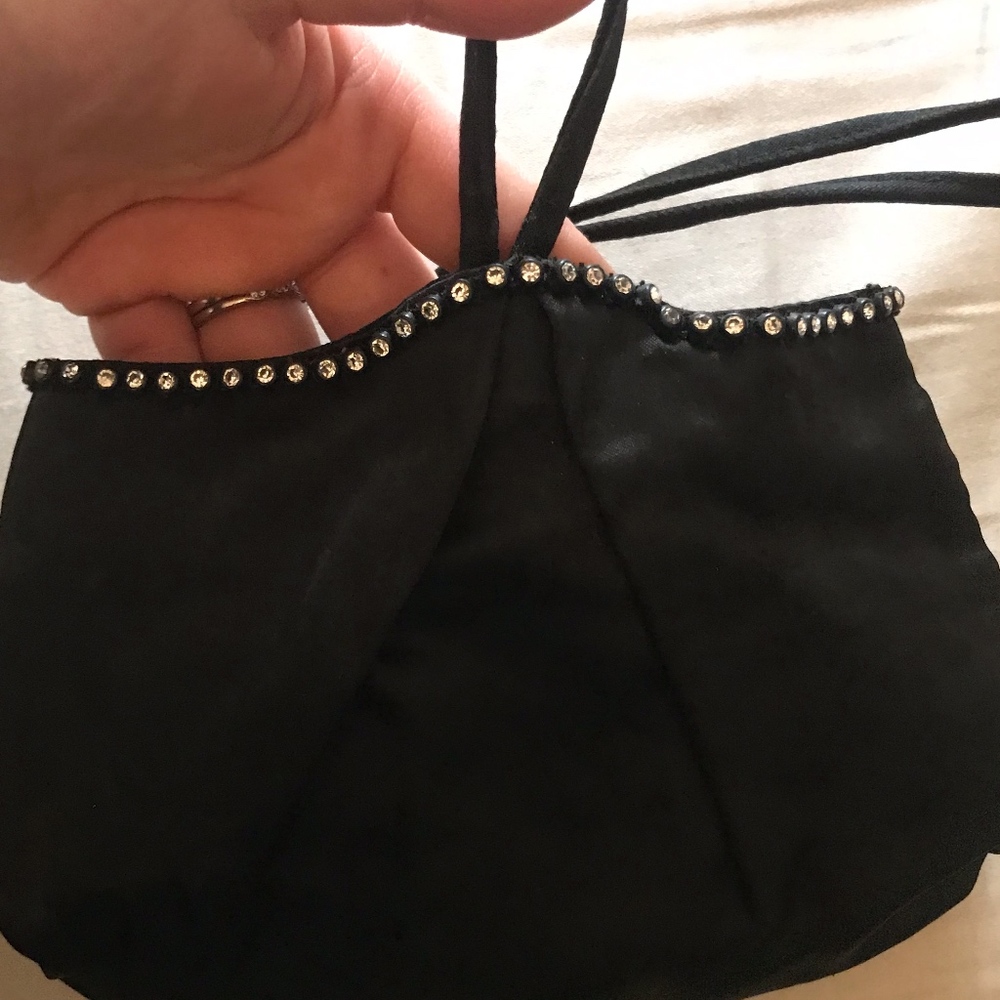 Black satin Valerie Stevens Clutch/Evening Bag
